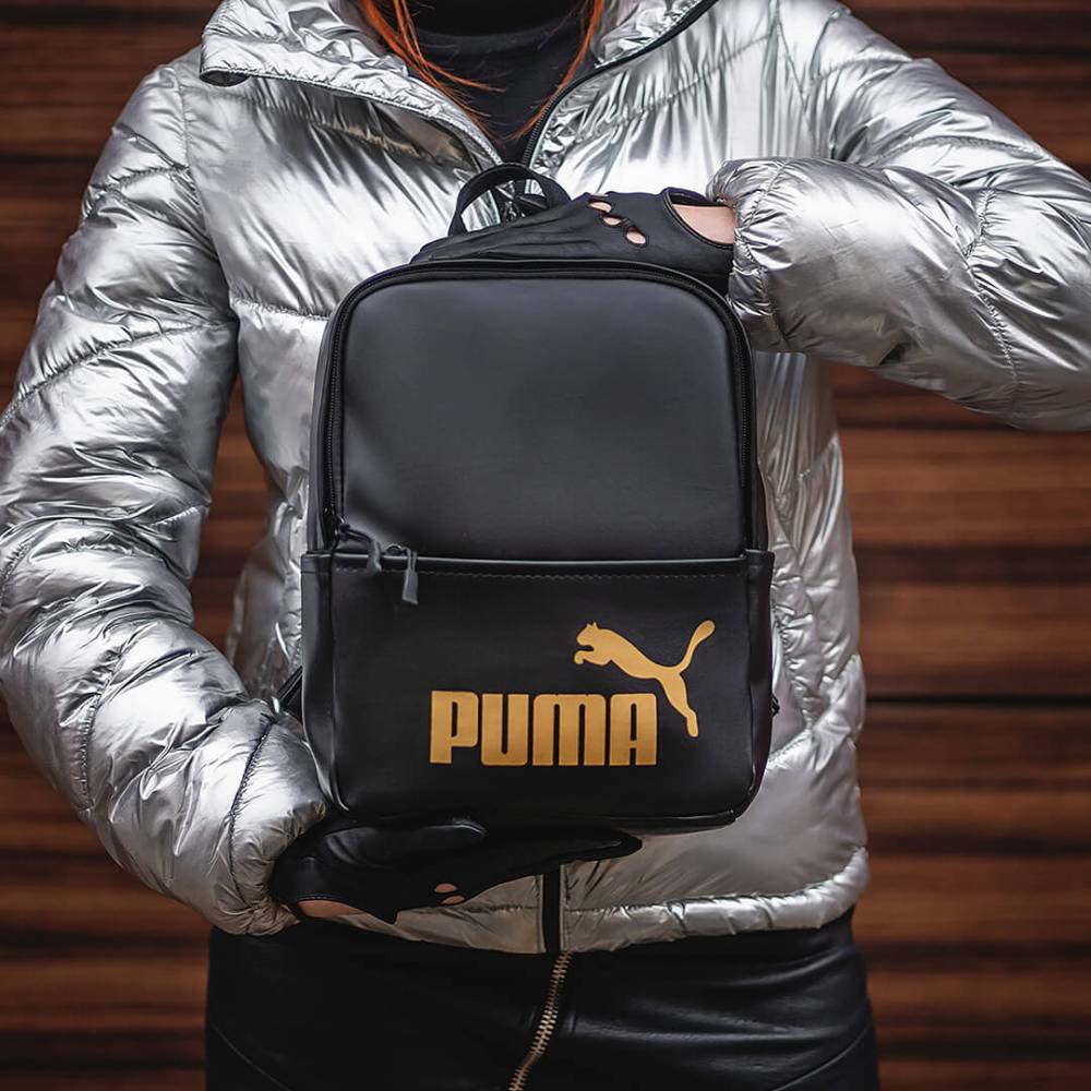 Жіночий рюкзак "PM" чорний із золотом