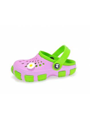 Подростковые кроксы "Teeny" розовые с салатовым