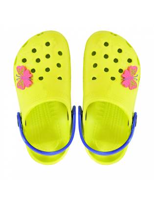 Детские кроксы "Summer" лимонные с синим