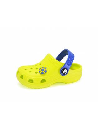 Детские кроксы "Summer" лимонные с синим