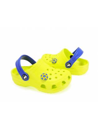 Детские кроксы "Summer" лимонные с синим