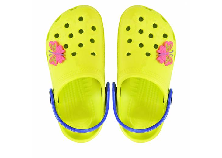 Детские кроксы "Summer" лимонные с синим