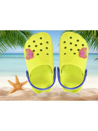 Детские кроксы "Summer" лимонные с синим