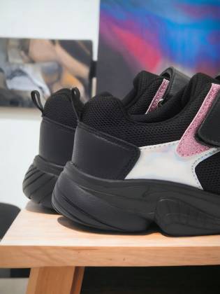 Детские кроссовки "Fluo" черные с розовым