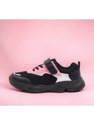 Детские кроссовки "Fluo" черные с розовым