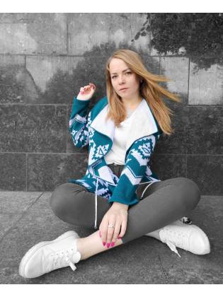 Женский кардиган "Melissa" | зеленый с белым