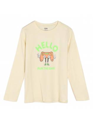 Лонгслів для хлопчика "Hello" бежевий
