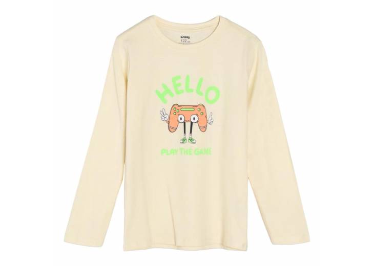 Лонгслів для хлопчика "Hello" бежевий