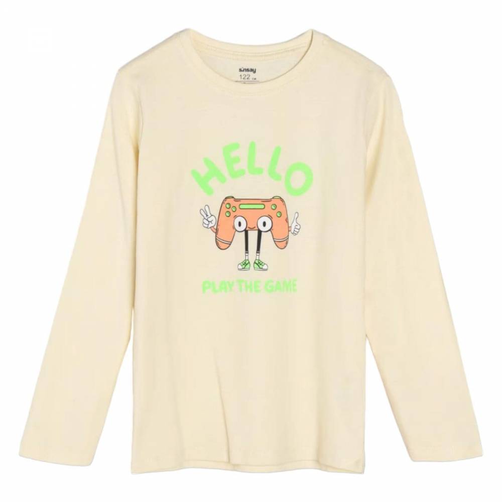 Лонгслів для хлопчика "Hello" бежевий