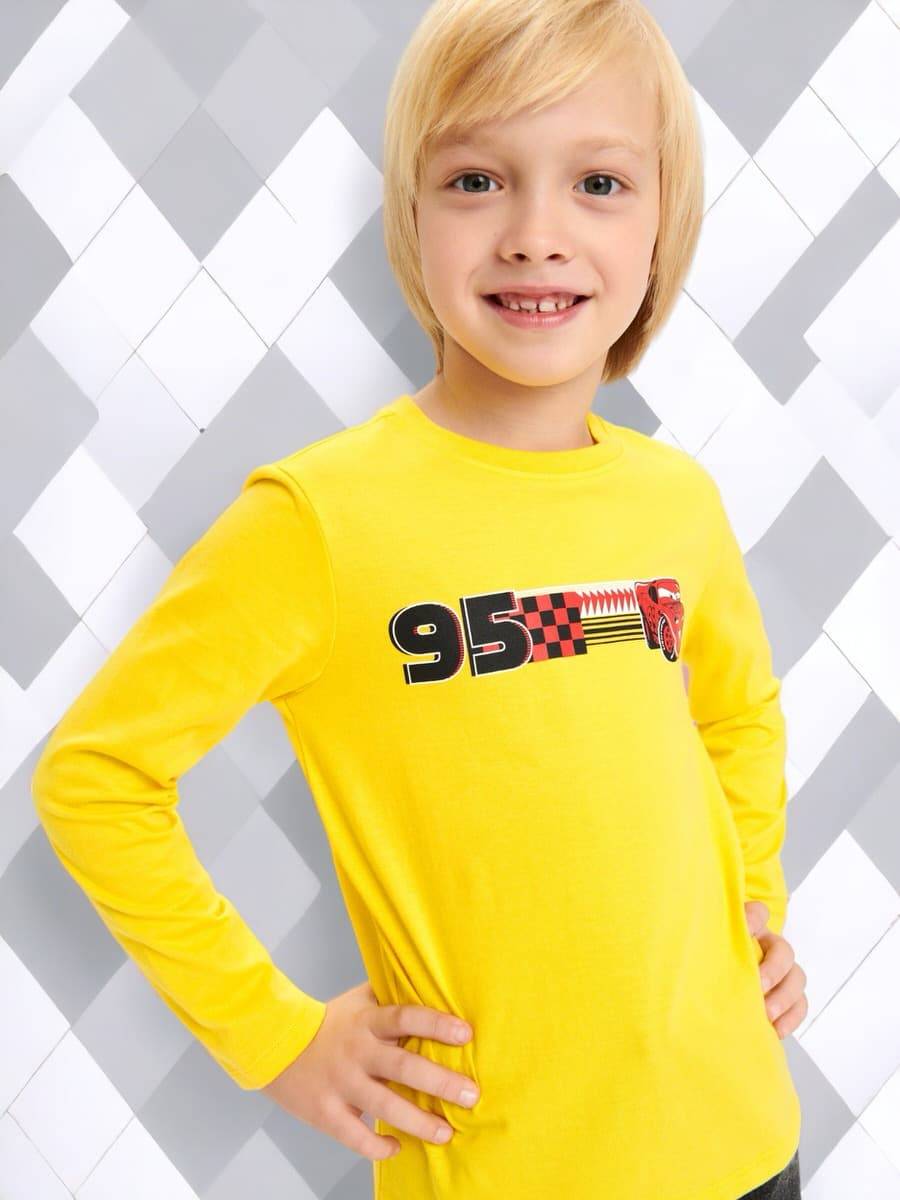 Жіночий лонгслів для хлопчика "Team 95" жовтий