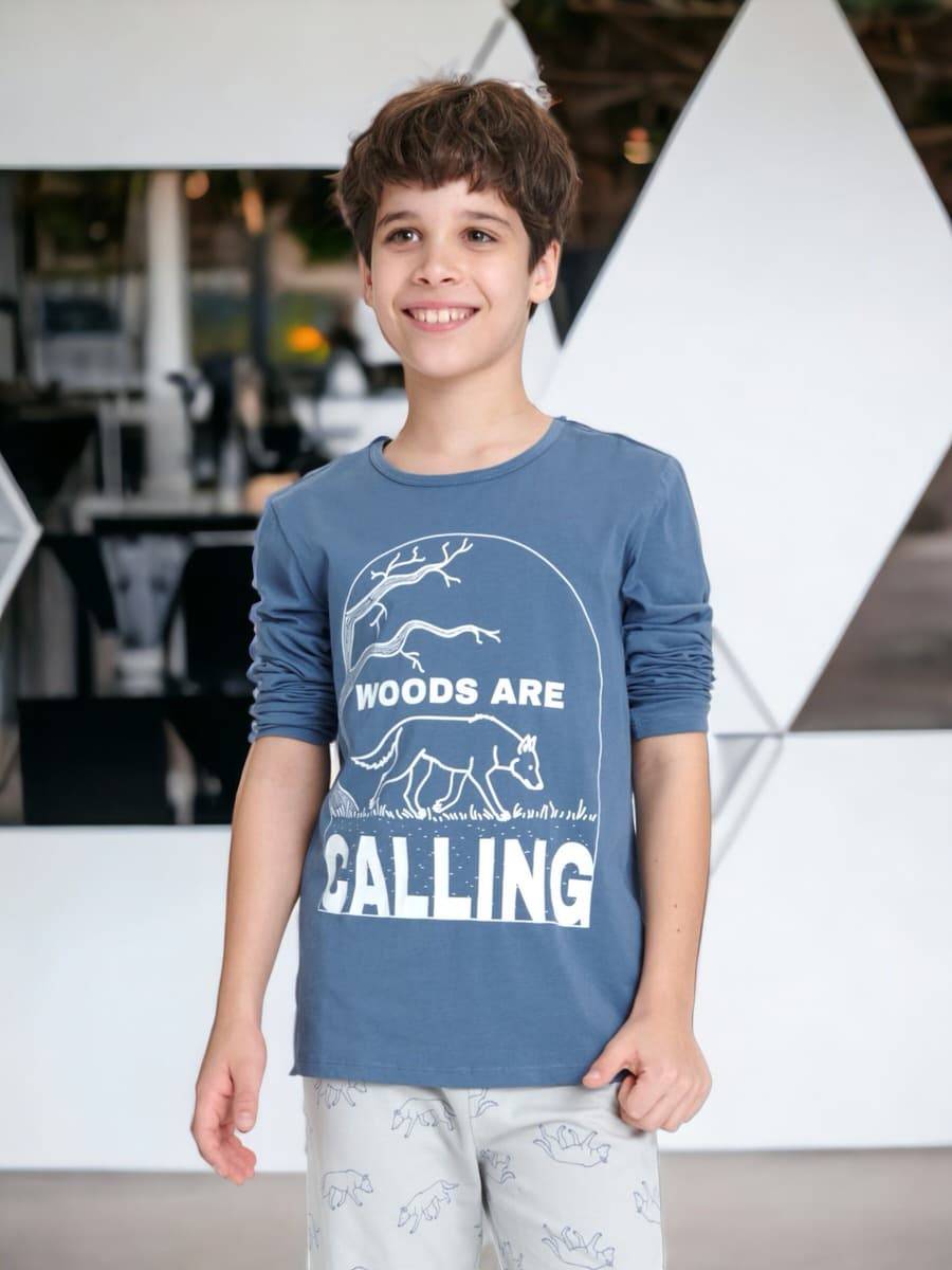 Дитячий лонгслів "Calling" синій