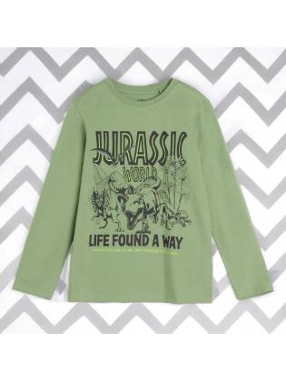 Детский лонгслив "Jurassic" зеленый