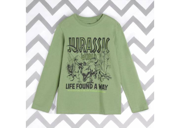 Детский лонгслив "Jurassic" зеленый