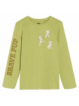 Детский лонгслив "Brave pup" салатовый