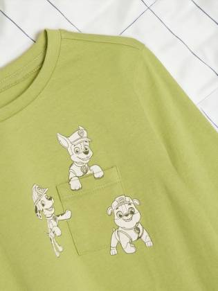 Детский лонгслив "Brave pup" салатовый