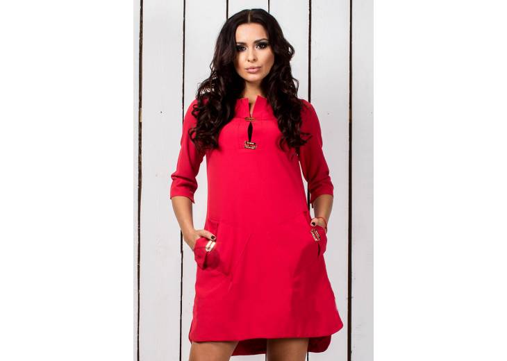 Женское платье. Карманы. Красное. 195481