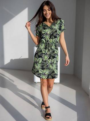 Женское  платье "Palm-Leaves" черное