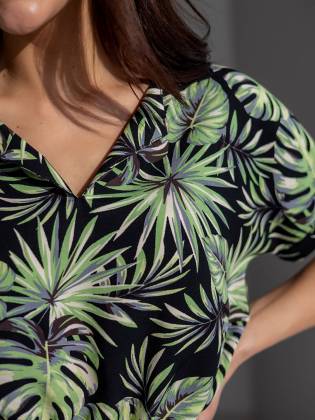 Женское  платье "Palm-Leaves" черное