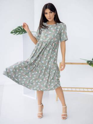Женское  платье "Palm Leaves" оливоковое
