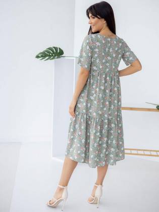 Женское  платье "Palm Leaves" оливоковое