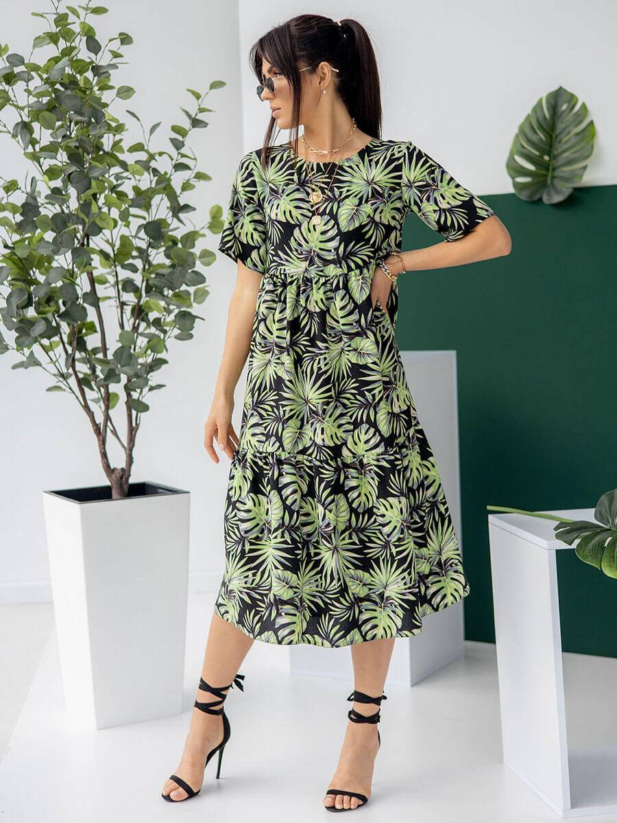 Жіноча сукня "Palm Leaves" чорне