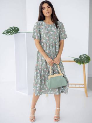 Женское  платье "Palm Leaves" оливоковое