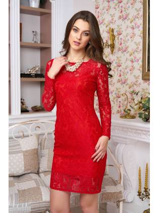 Женское платье Гипюр А2. Красное. A8441