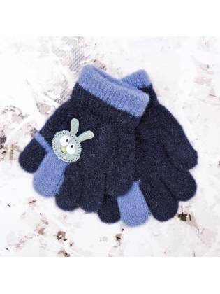 Детские перчатки "Bunny" синие с голубым