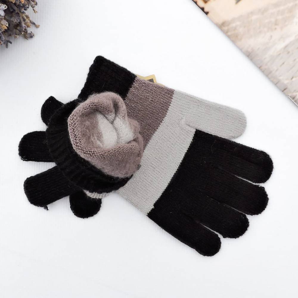 Дитячі рукавички "Eyes" чорні з кавою