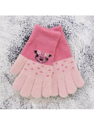 Детские перчатки "Mickey" малиновые с розовым