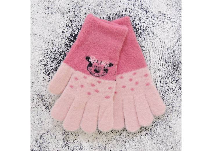 Детские перчатки "Mickey" малиновые с розовым