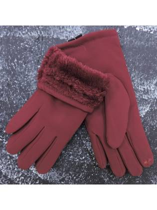 Женские перчатки "Dots-W" бордовые