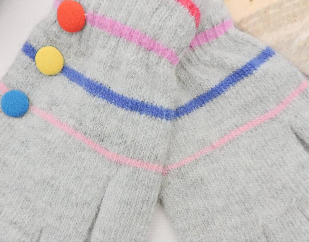 В'язані рукавички "Buttons" сірі