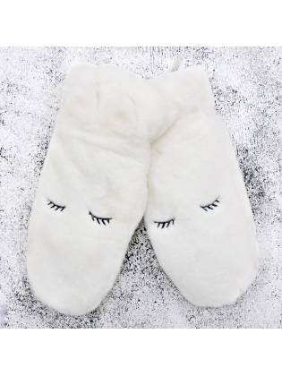 Женские варежки "Sleep" молочные