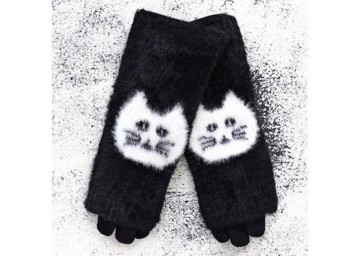 Женские перчатки "Cats" черные