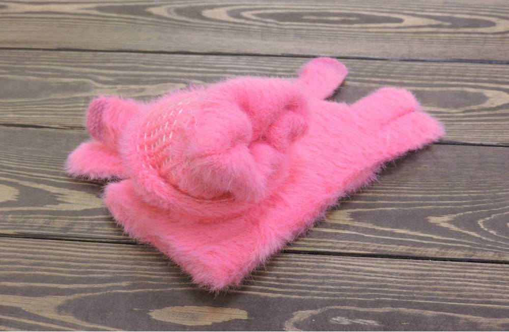 Дитячі рукавички "Fur" малинові