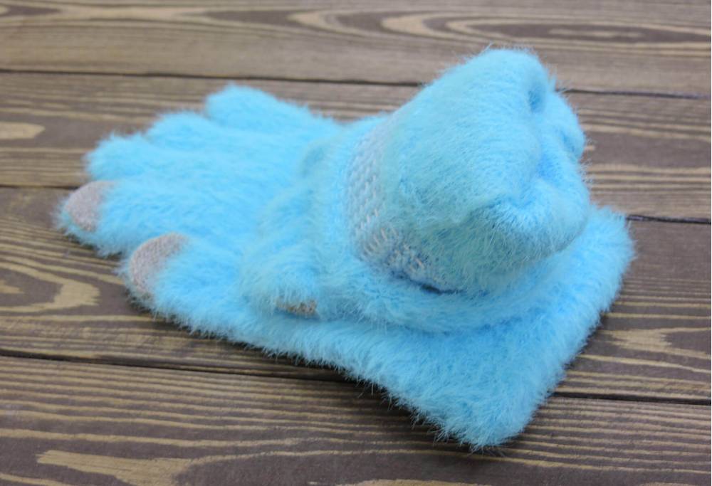 Дитячі рукавички "Fur" блакитні