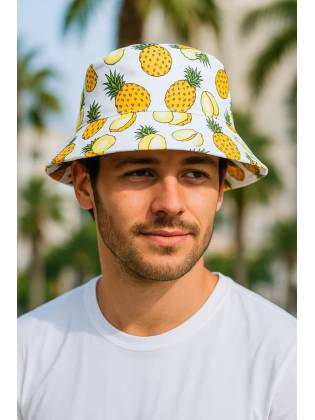 Двостороння панамка "Ananas" біла/жовта