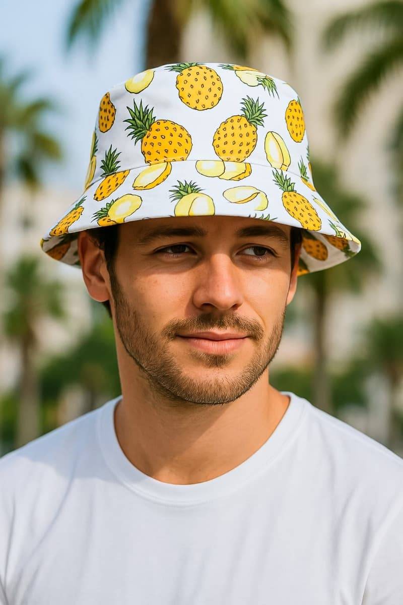 Двостороння панамка "Ananas" біла/жовта