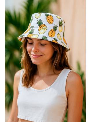 Двостороння панамка "Ananas" біла/жовта