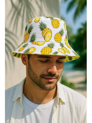 Двостороння панамка "Ananas" біла/жовта