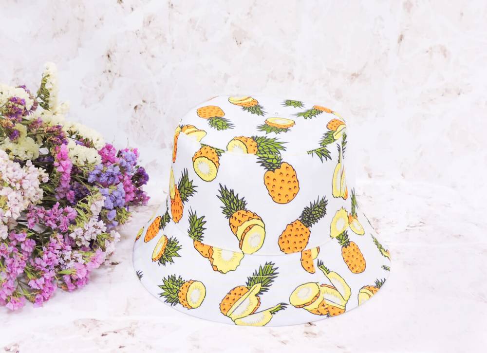 Двостороння панамка "Ananas" біла/жовта