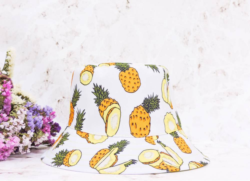 Двостороння панамка "Ananas" біла/жовта