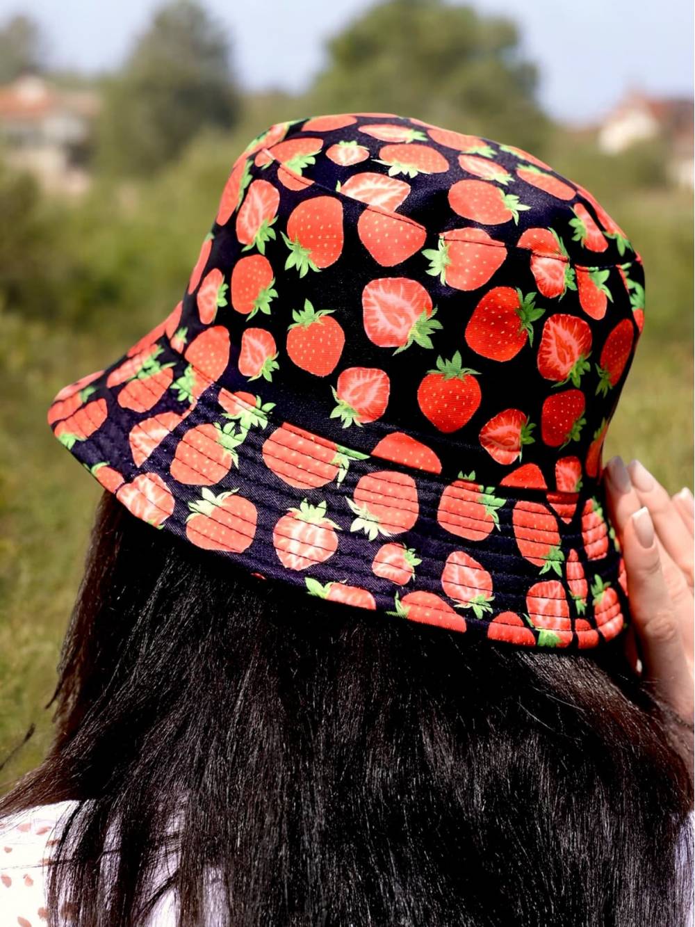 Двостороння панамка "Strawberry" чорна