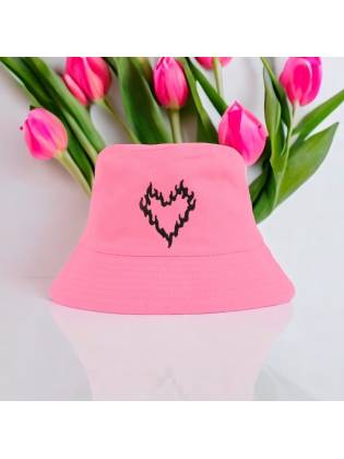Двухсторонняя панамка "Heart" черная \ розовая