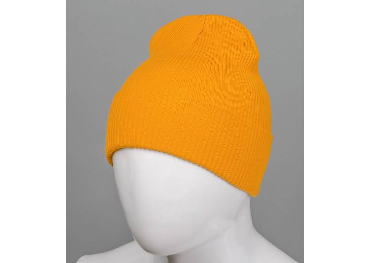 Шапка с отворотом "Fleece" горчичная