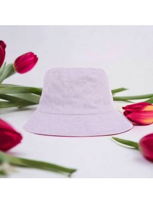 Двухсторонняя панамка "Flowers" сиреневая \ бежевая