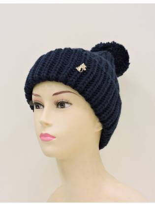 Женская шапка "Pompon" синяя