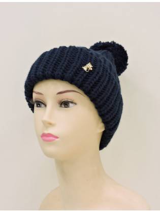 Женская шапка "Pompon" синяя