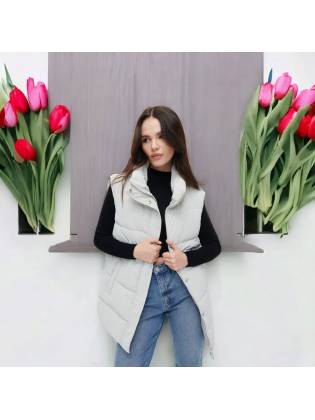 Женская удлиненная жилетка "Long" серая